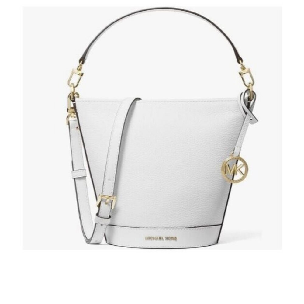 MICHAEL KORS Townsend pebbled leather women's small bucket crossbody bag - White